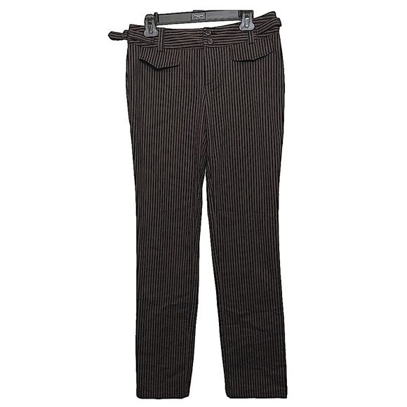 Vintage Y2K Nanette Lepore Dark Academia Striped Bootcut Work Trousers Pockets - Picture 1 of 3